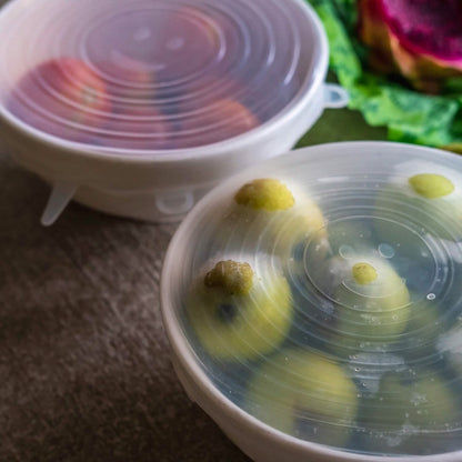 6-Pack: Reusable Silicone Stretch Container Lids Covers for Food Storage - Fit Most Containers - A-1 Thread Vault