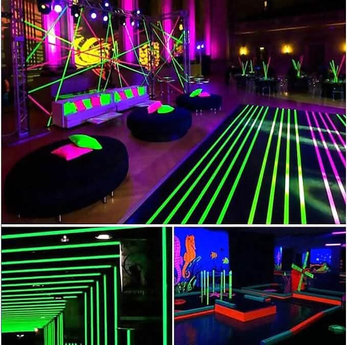 6-Pack: UV Gaffer Fluorescent Party Tape Blacklight Reactive Glow In The Dark Tape - A-1 Thread Vault