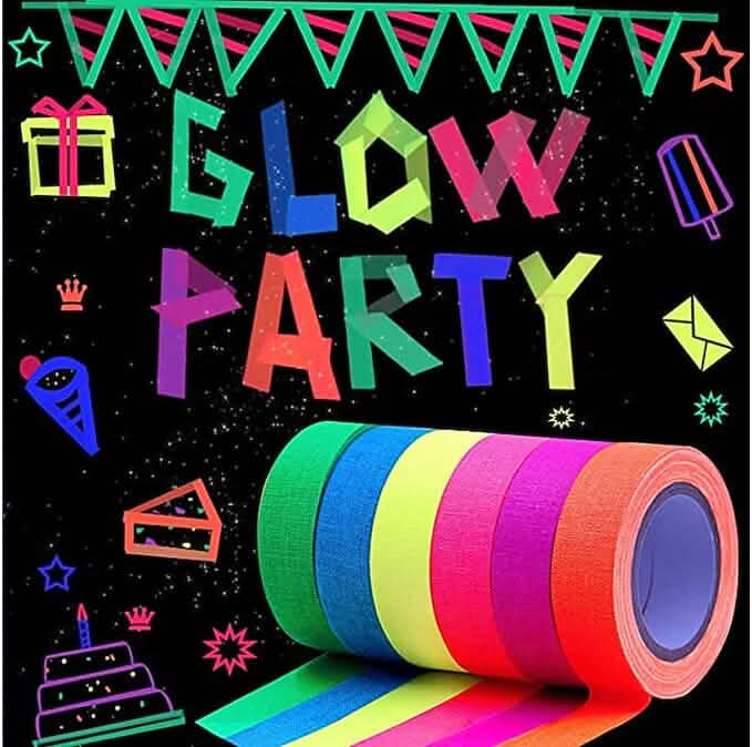 6-Pack: UV Gaffer Fluorescent Party Tape Blacklight Reactive Glow In The Dark Tape - A-1 Thread Vault