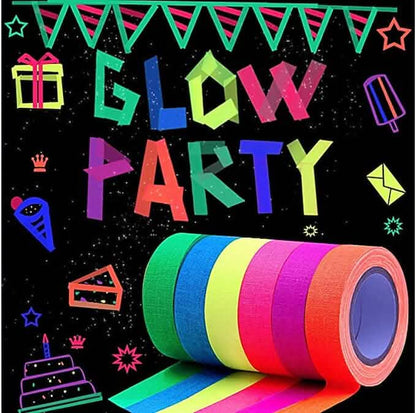 6-Pack: UV Gaffer Fluorescent Party Tape Blacklight Reactive Glow In The Dark Tape - A-1 Thread Vault