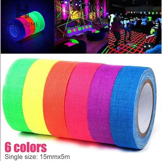 6-Pack: UV Gaffer Fluorescent Party Tape Blacklight Reactive Glow In The Dark Tape - A-1 Thread Vault