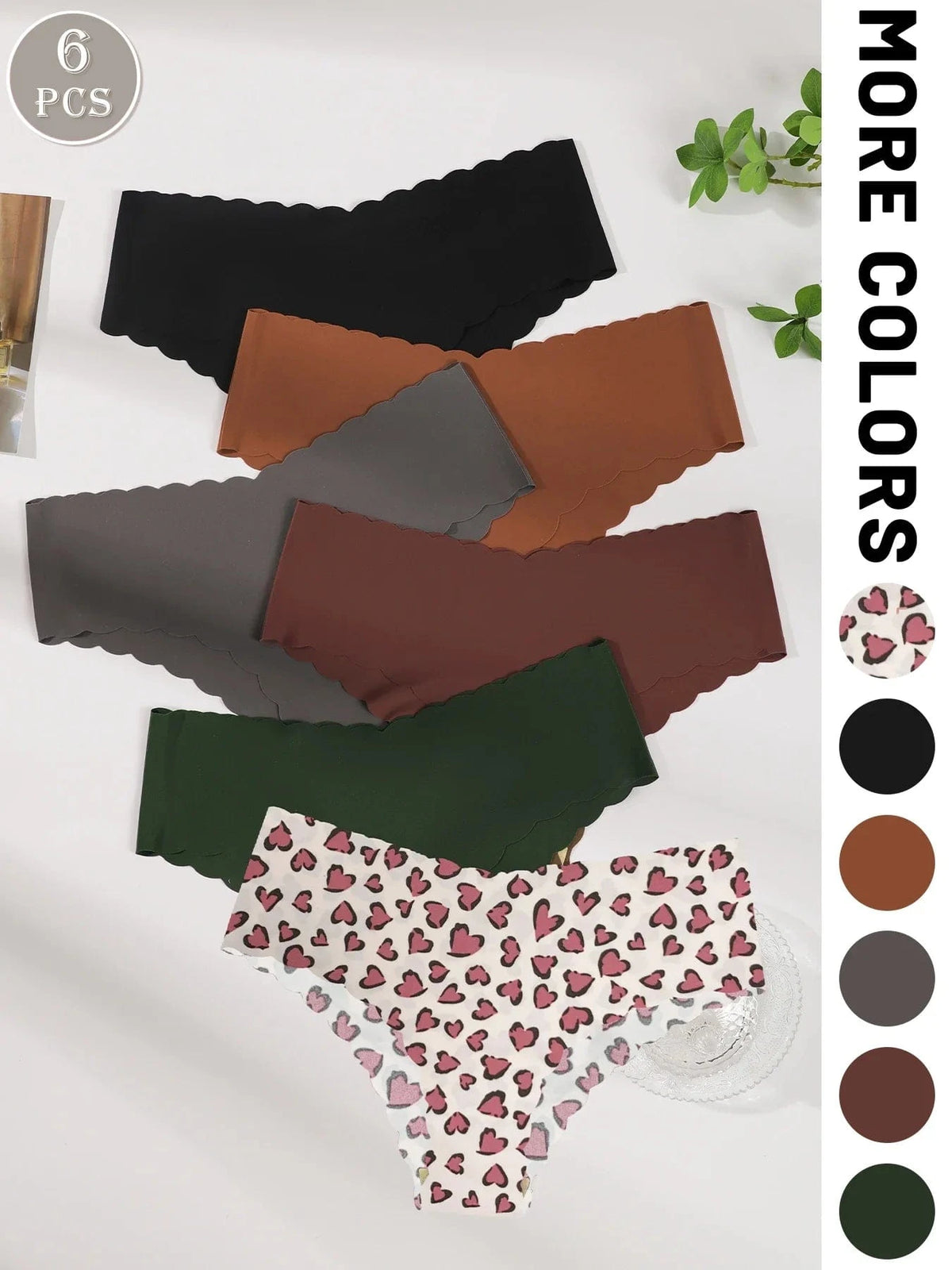 6-Pack Women's Underwear, Solid Color and Printed Mix, Seamless, Bare-Feel, Sexy and Comfortable Bikini Panties - A-1 Thread Vault
