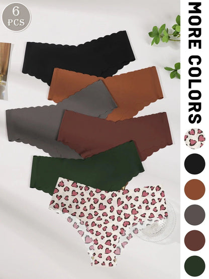 6-Pack Women's Underwear, Solid Color and Printed Mix, Seamless, Bare-Feel, Sexy and Comfortable Bikini Panties - A-1 Thread Vault