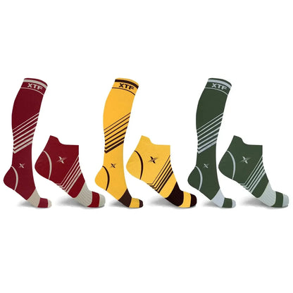 6-Pairs: Pain Relief Support Everyday Wear Striped Ankle And Knee-High Compression Socks - A-1 Thread Vault