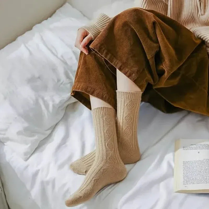 6-Pairs: Thick & Warm Cream Color Sock - A-1 Thread Vault
