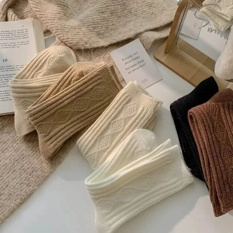 6-Pairs: Thick & Warm Cream Color Sock - A-1 Thread Vault