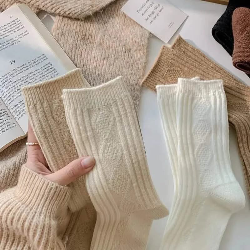 6-Pairs: Thick & Warm Cream Color Sock - A-1 Thread Vault