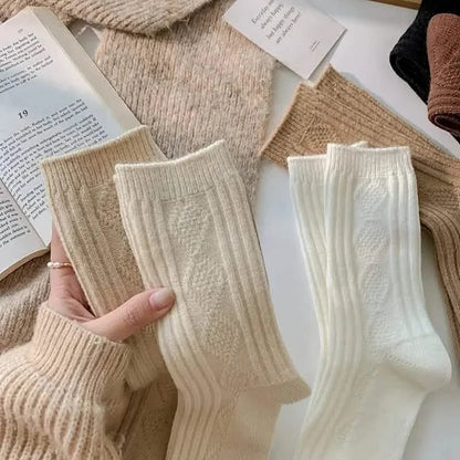 6-Pairs: Thick & Warm Cream Color Sock - A-1 Thread Vault