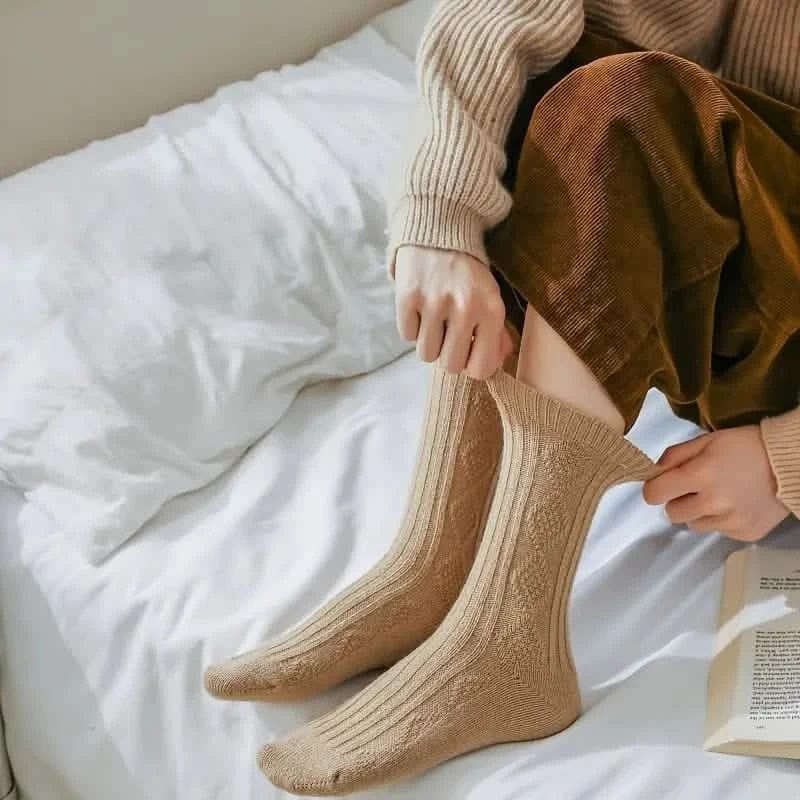 6-Pairs: Thick & Warm Cream Color Sock - A-1 Thread Vault