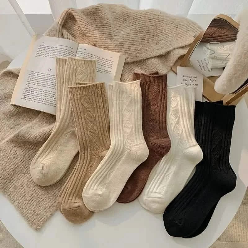 6-Pairs: Thick & Warm Cream Color Sock - A-1 Thread Vault