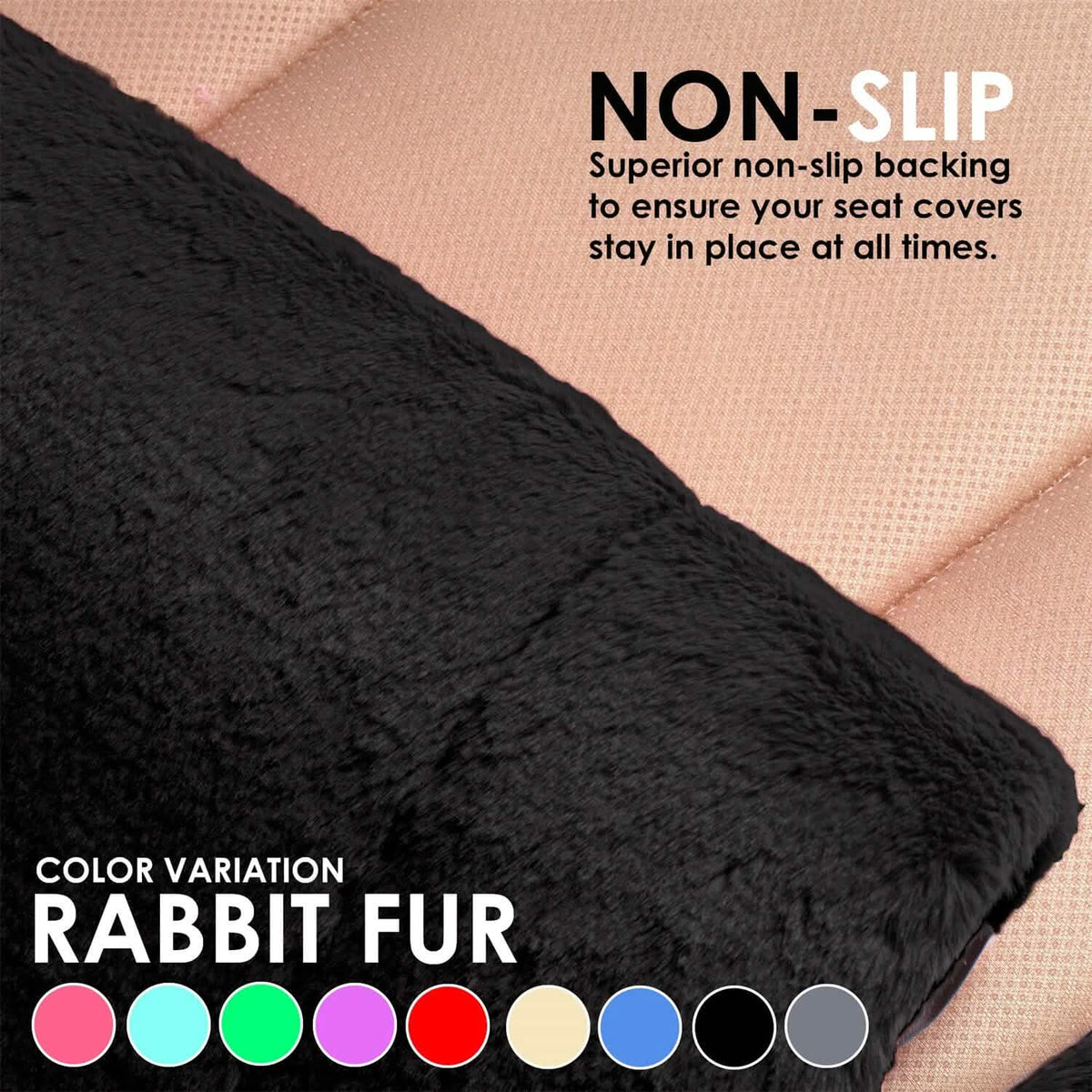 6-Piece Set: Doe16 Faux Rabbit Fur Car Seat Cushions - A-1 Thread Vault