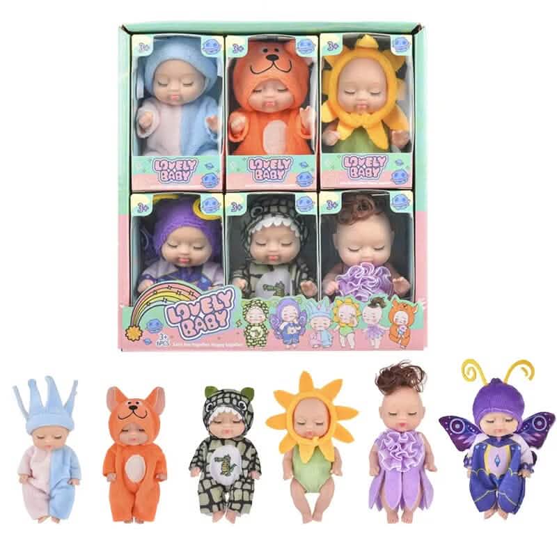 6-Piece Set: Sleeping Doll Princess Girl Toy Gift Box Cute Variety Costume Shape Doll - A-1 Thread Vault