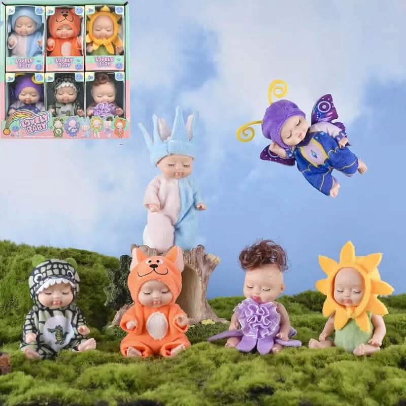 6-Piece Set: Sleeping Doll Princess Girl Toy Gift Box Cute Variety Costume Shape Doll - A-1 Thread Vault
