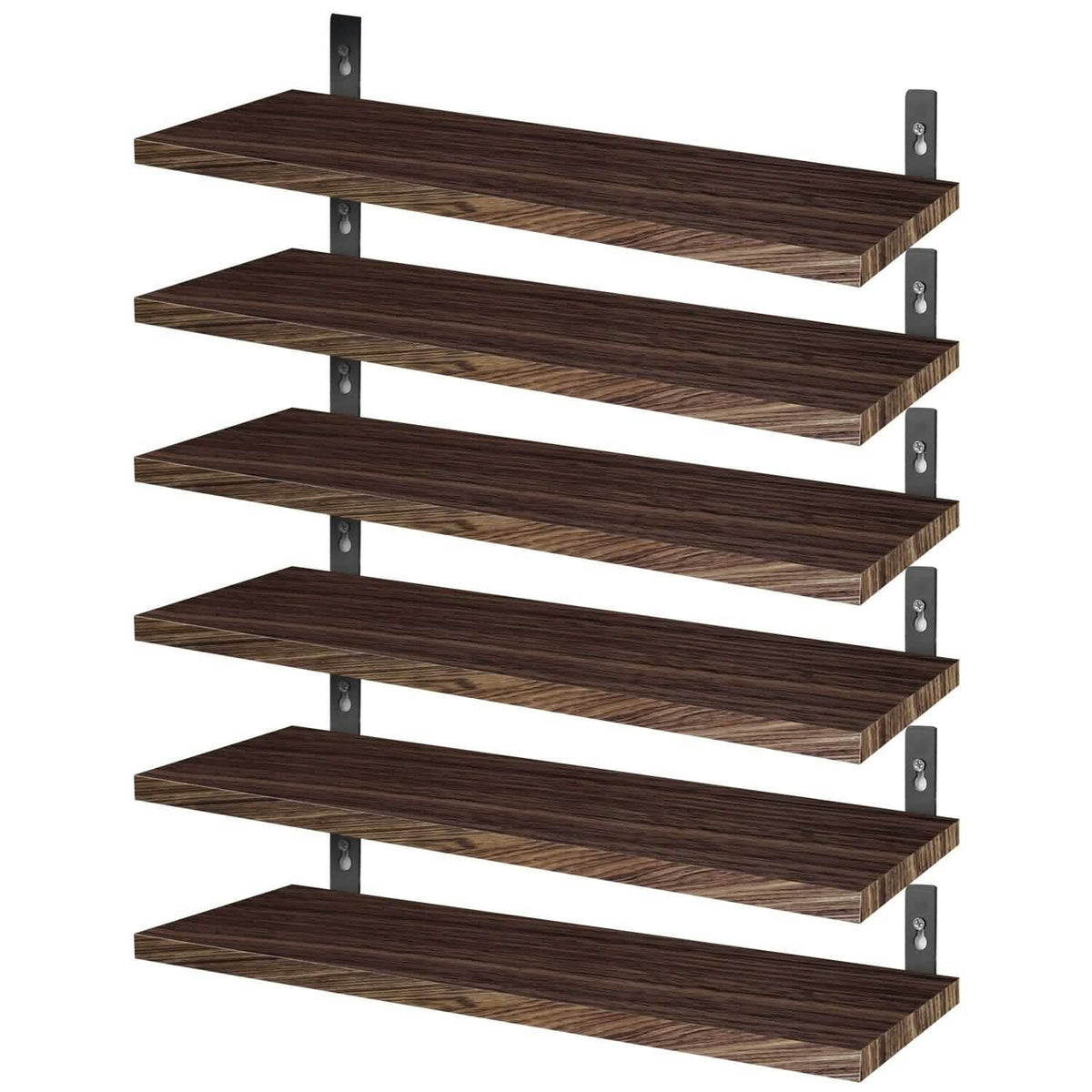 6-Piece Set: Wall Mounted Shelve Wood Storage Metal Bracket Display - A-1 Thread Vault