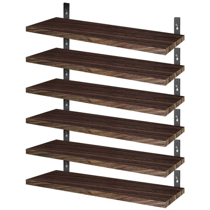 6-Piece Set: Wall Mounted Shelve Wood Storage Metal Bracket Display - A-1 Thread Vault