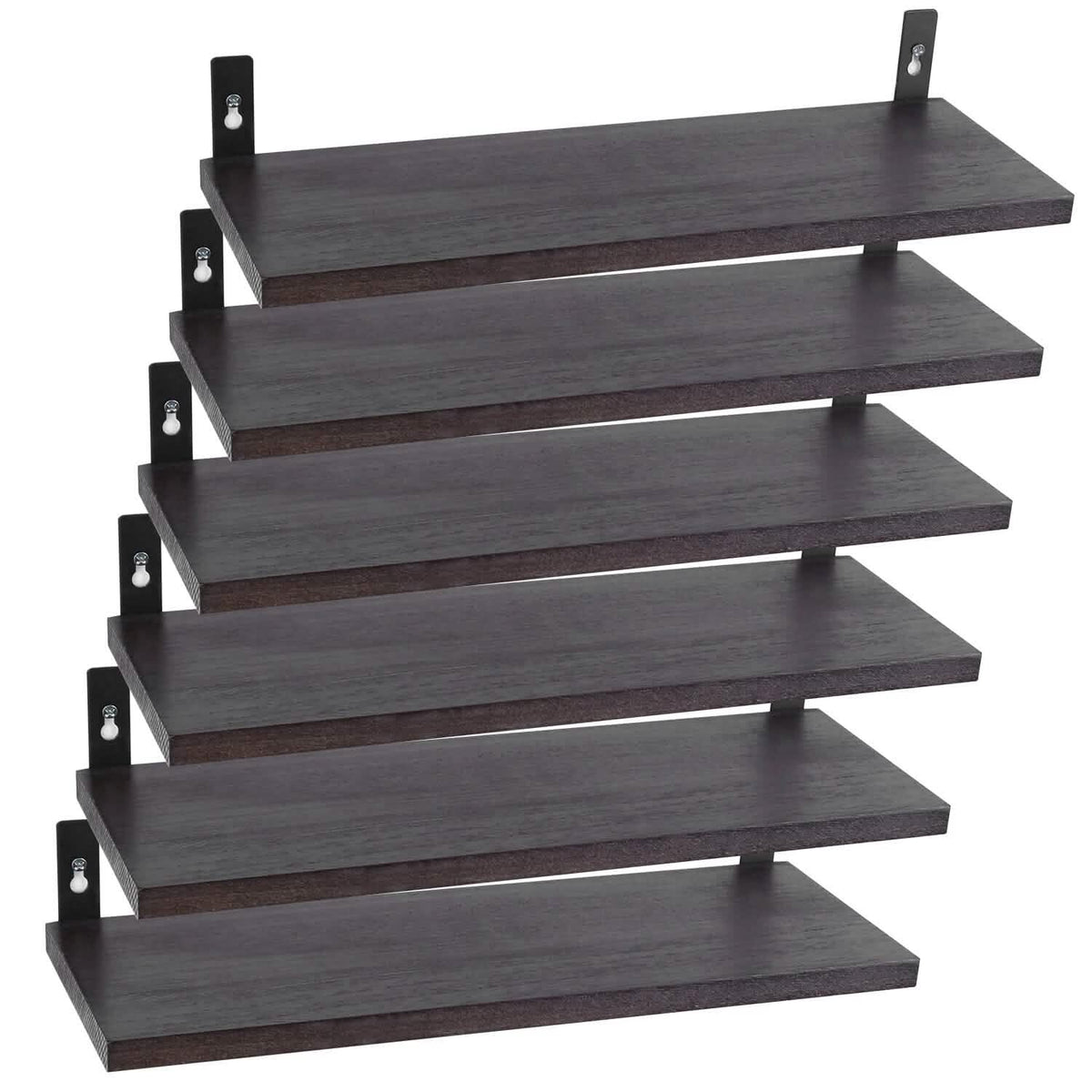 6-Piece Set: Wall Mounted Shelve Wood Storage Metal Bracket Display - A-1 Thread Vault