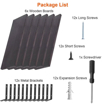 6-Piece Set: Wall Mounted Shelve Wood Storage Metal Bracket Display - A-1 Thread Vault