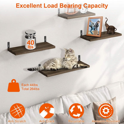 6-Piece Set: Wall Mounted Shelve Wood Storage Metal Bracket Display - A-1 Thread Vault