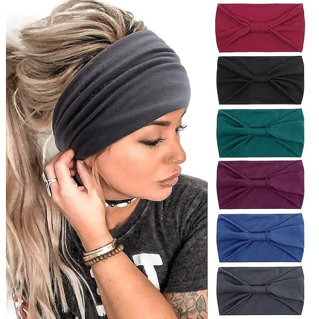 6-Piece: Wide Boho Bandeau Head Bands for Women - A-1 Thread Vault