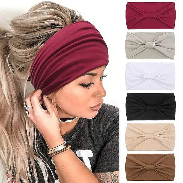 6-Piece: Wide Boho Bandeau Head Bands for Women - A-1 Thread Vault