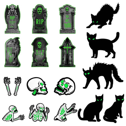 6-Pieces: Glow in the Dark Halloween Yard Sign Decorations with 12 Stakes - A-1 Thread Vault