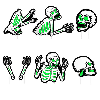 6-Pieces: Glow in the Dark Halloween Yard Sign Decorations with 12 Stakes - A-1 Thread Vault