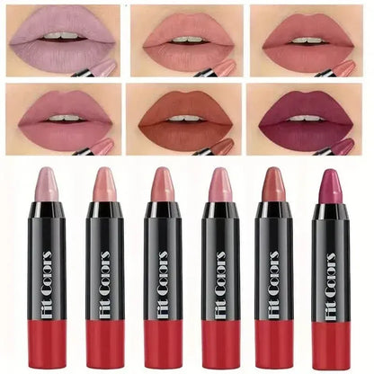 6-Pieces: Matte Crayon Lipstick, Easy Coloring Durable Moisturizing Lipliner - A-1 Thread Vault