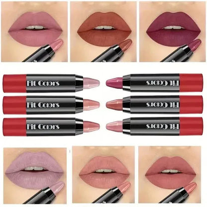 6-Pieces: Matte Crayon Lipstick, Easy Coloring Durable Moisturizing Lipliner - A-1 Thread Vault