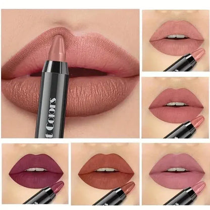6-Pieces: Matte Crayon Lipstick, Easy Coloring Durable Moisturizing Lipliner - A-1 Thread Vault