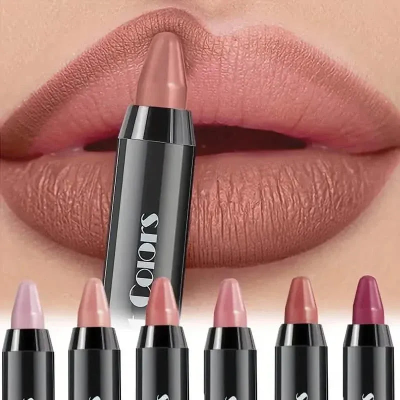 6-Pieces: Matte Crayon Lipstick, Easy Coloring Durable Moisturizing Lipliner - A-1 Thread Vault
