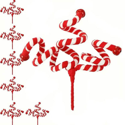 6-Pieces: Red White Candy Christmas Tree Decorations - A-1 Thread Vault