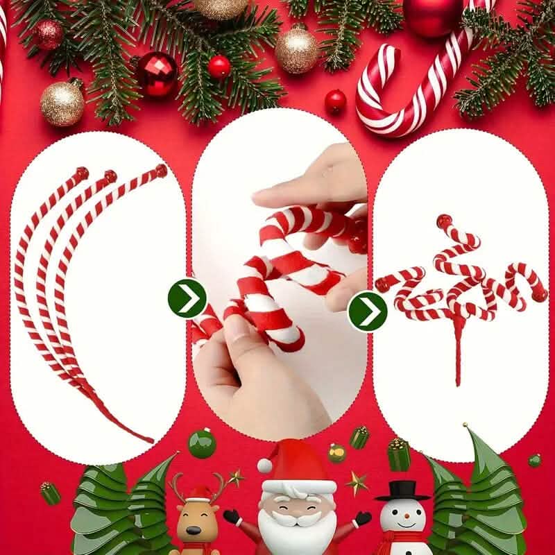 6-Pieces: Red White Candy Christmas Tree Decorations - A-1 Thread Vault
