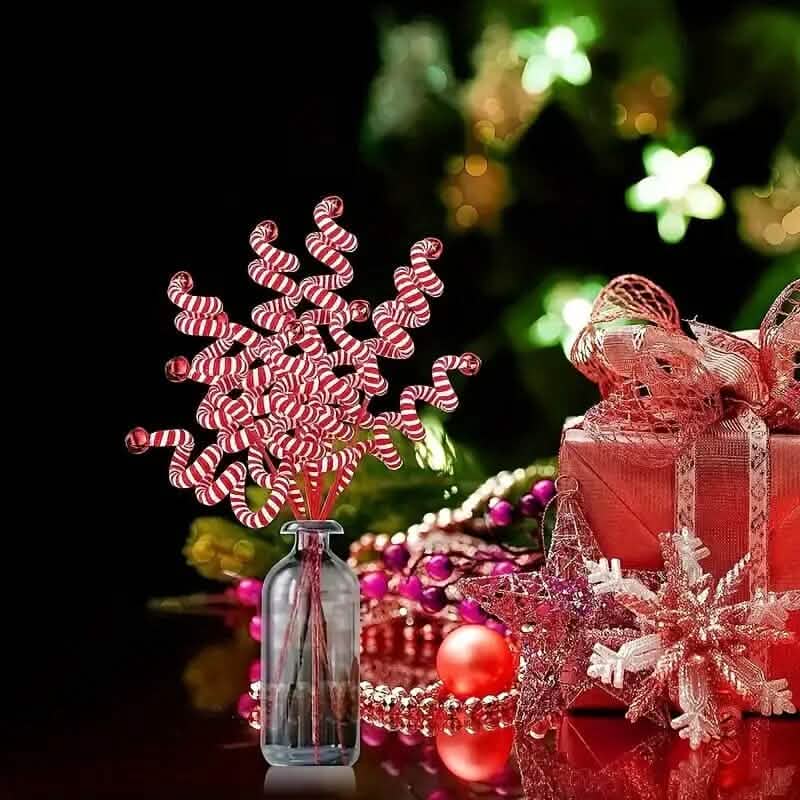 6-Pieces: Red White Candy Christmas Tree Decorations - A-1 Thread Vault