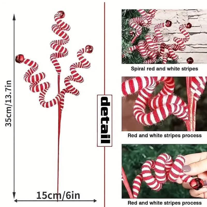 6-Pieces: Red White Candy Christmas Tree Decorations - A-1 Thread Vault