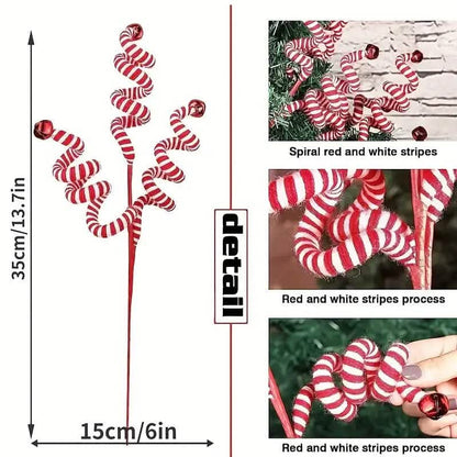 6-Pieces: Red White Candy Christmas Tree Decorations - A-1 Thread Vault
