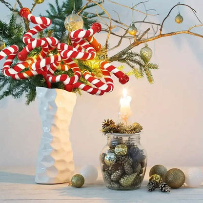 6-Pieces: Red White Candy Christmas Tree Decorations - A-1 Thread Vault