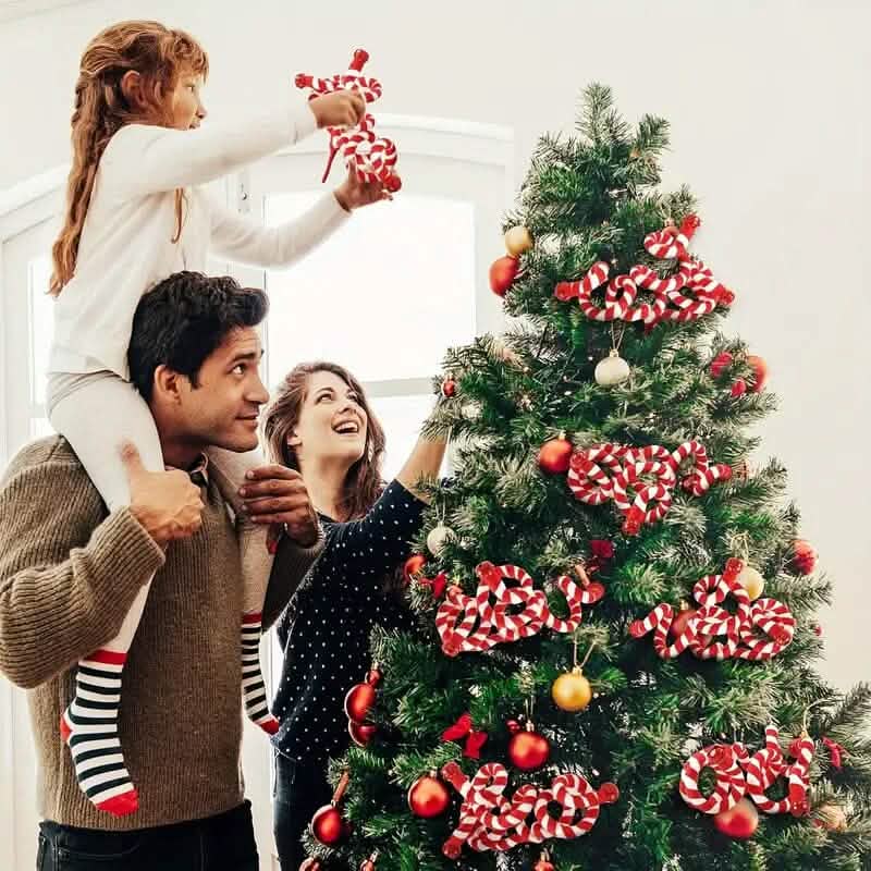 6-Pieces: Red White Candy Christmas Tree Decorations - A-1 Thread Vault