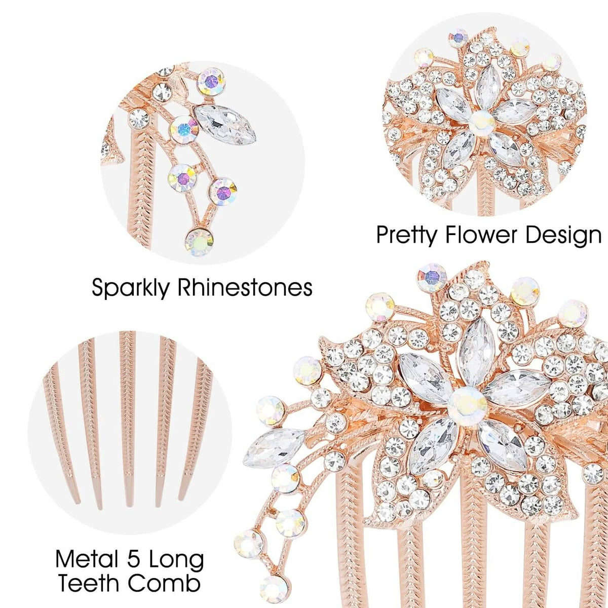 6-Pieces: Rhinestone Encrusted Hairpin Barrette Accessory - A-1 Thread Vault