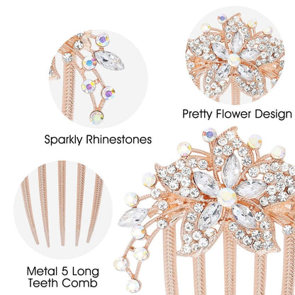 6-Pieces: Rhinestone Encrusted Hairpin Barrette Accessory - A-1 Thread Vault