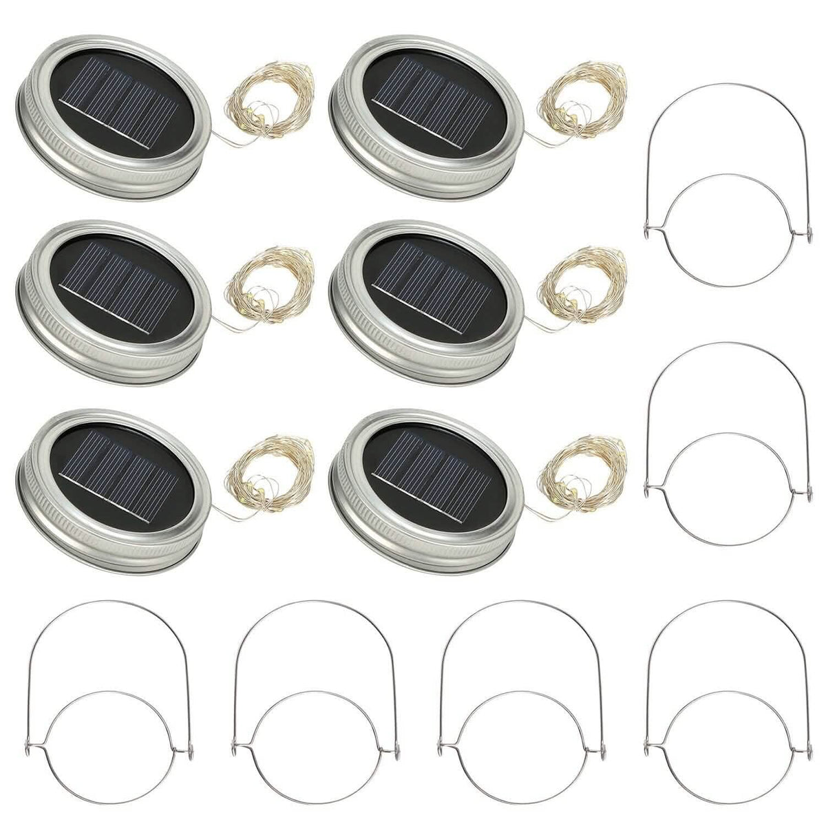 6-Pieces: Solar Powered Mason Jar Lid Lights 20 LEDs - A-1 Thread Vault
