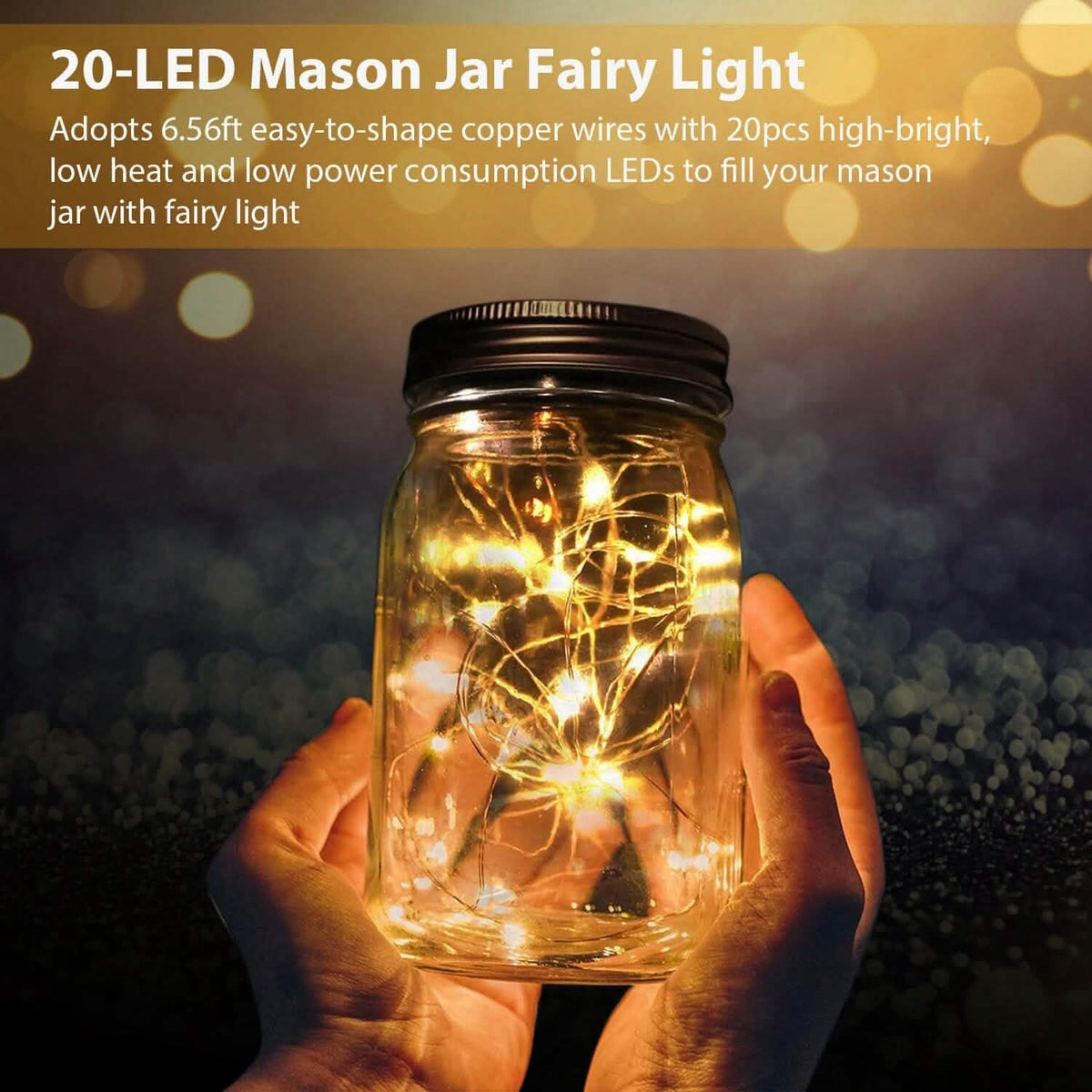 6-Pieces: Solar Powered Mason Jar Lid Lights 20 LEDs - A-1 Thread Vault