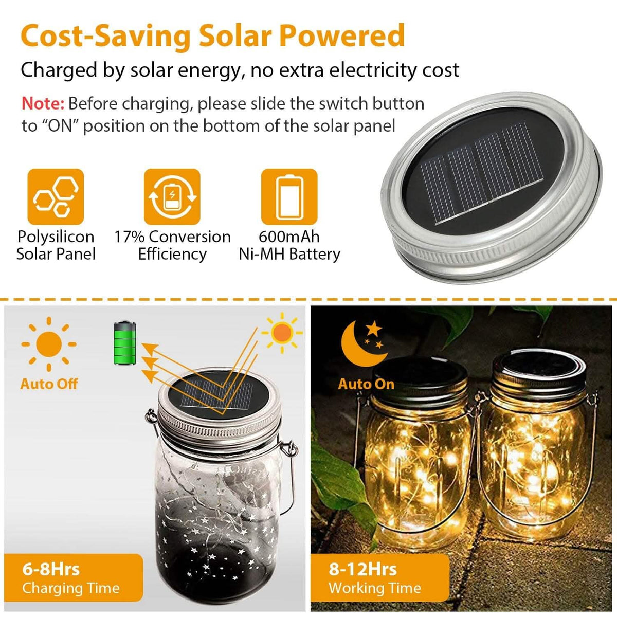 6-Pieces: Solar Powered Mason Jar Lid Lights 20 LEDs - A-1 Thread Vault