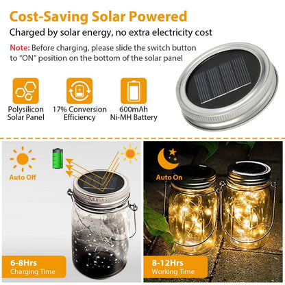 6-Pieces: Solar Powered Mason Jar Lid Lights 20 LEDs - A-1 Thread Vault