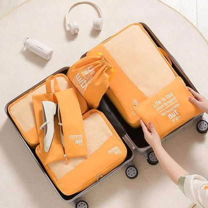 6-Pieces: Travel Luggage Organizers Set Packing Cubes with Shoe Bag Cosmetics Accessories - A-1 Thread Vault