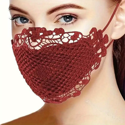 6-Pieces: Women's Printed Multicolor Lace Mask - A-1 Thread Vault