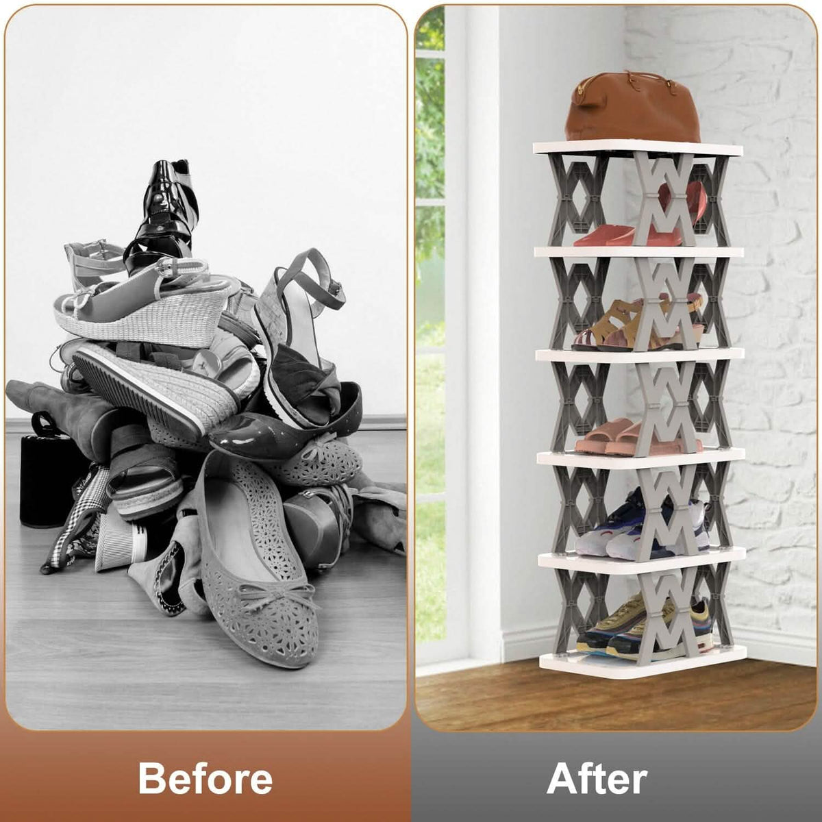 6-Tier Foldable Vertical Shoe Rack - A-1 Thread Vault