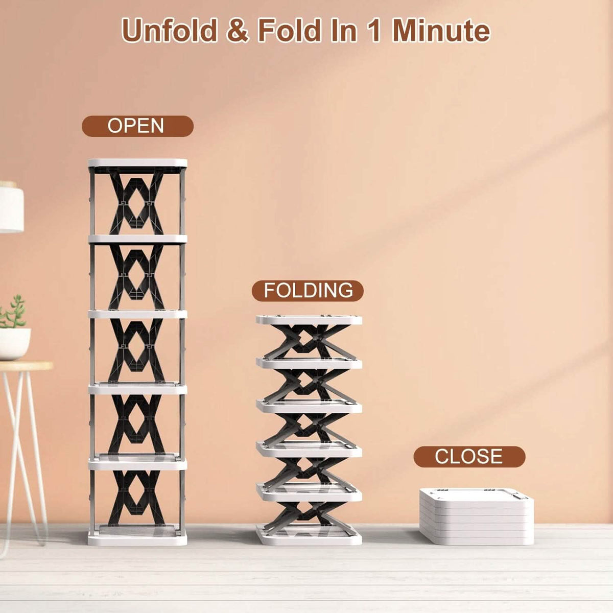 6-Tier Foldable Vertical Shoe Rack - A-1 Thread Vault
