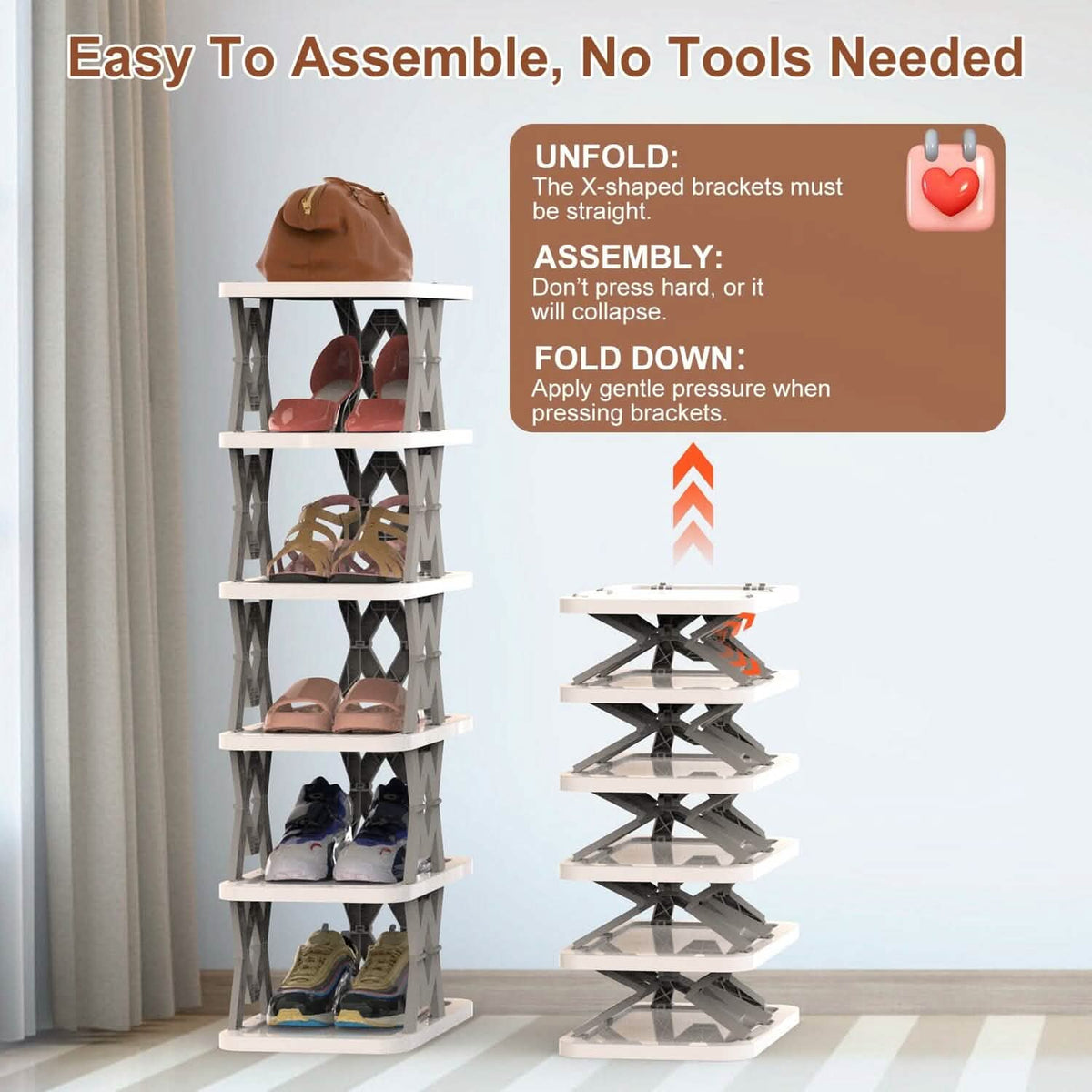 6-Tier Foldable Vertical Shoe Rack - A-1 Thread Vault