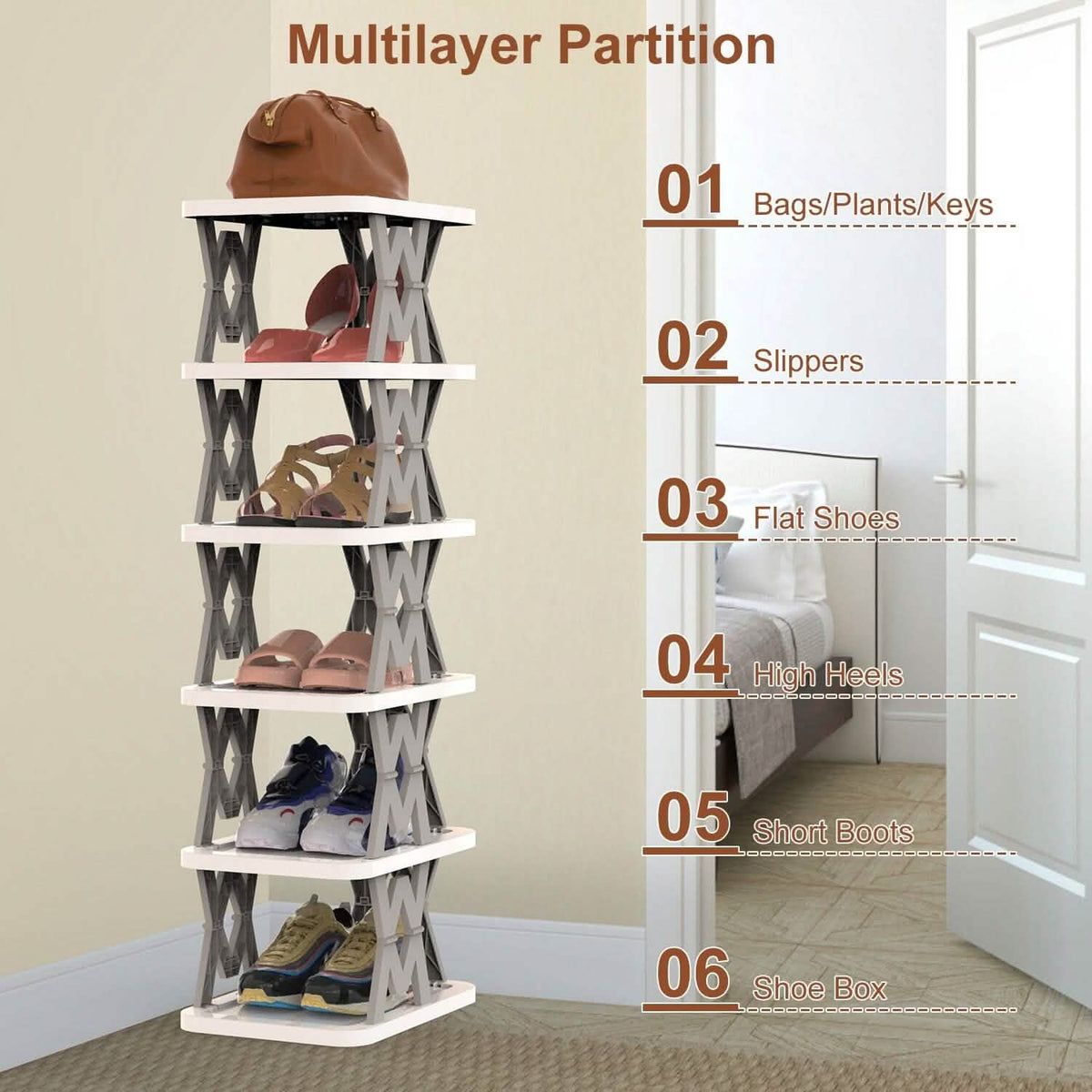 6-Tier Foldable Vertical Shoe Rack - A-1 Thread Vault