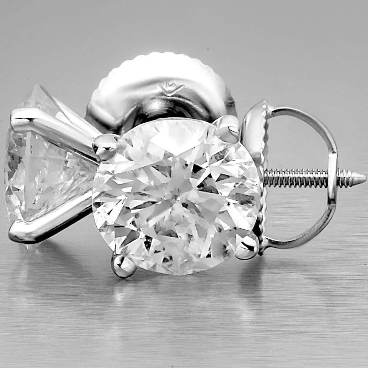 6.00 Ct Certified F VS2 Round Lab Grown Diamond 18K Stud Earrings - A-1 Thread Vault